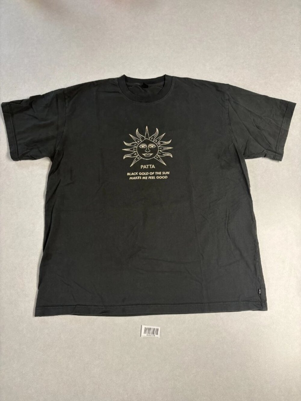 Patta Mens Crew Neck Black Gold Sun Graphic T-Shirt Size XXL